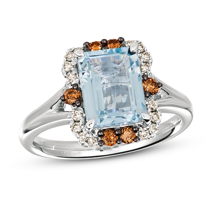 Main Image 1 of Le Vian Aquamarine Ring 1/3 ct tw Diamonds 14K Vanilla Gold