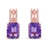 Thumbnail Image 3 of Amethyst Earrings 1/10 ct tw Diamonds 10K Rose Gold