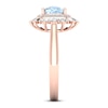 Thumbnail Image 1 of Aquamarine Ring 1/3 ct tw Round/Baguette 10K Rose Gold