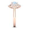 Thumbnail Image 1 of Aquamarine Ring 1/3 ct tw Round/Baguette 10K Rose Gold