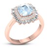 Thumbnail Image 3 of Aquamarine Ring 1/3 ct tw Round/Baguette 10K Rose Gold