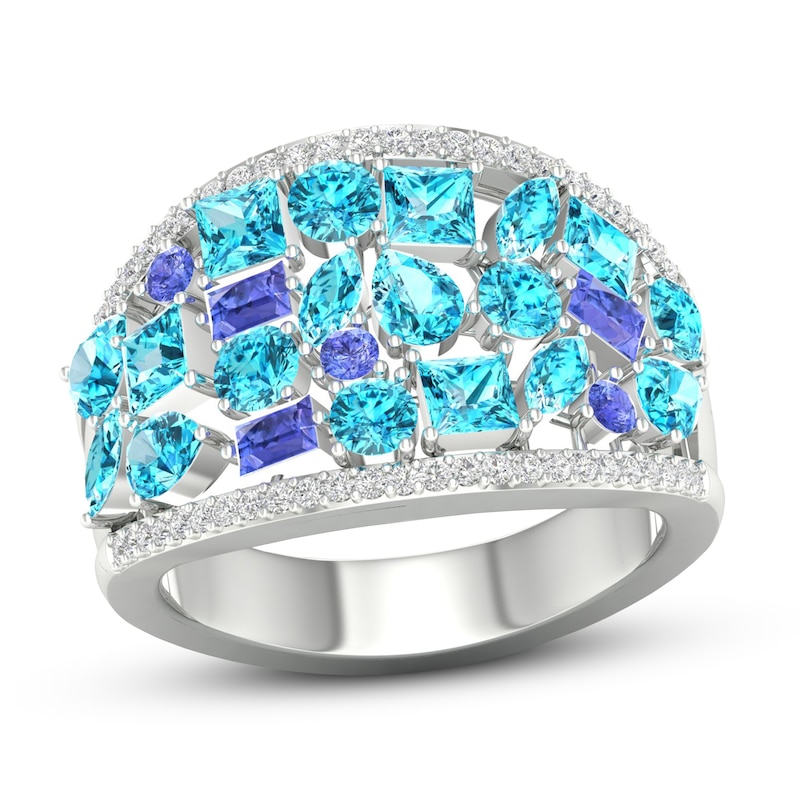 Topaz Ring 1/6 ct tw Diamonds 10K White Gold