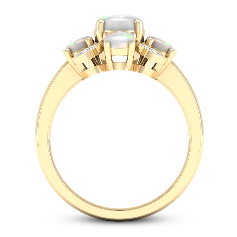 Natural Opal Ring 1/10 ct tw Diamonds 10K Yellow Gold