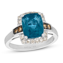 Le Vian Natural Blue Topaz Ring 1/3 ct tw Diamonds 14K Vanilla Gold