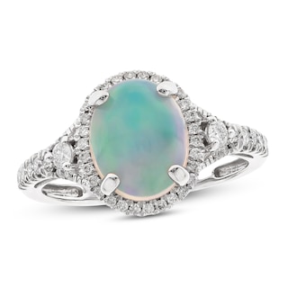 Natural Opal Ring 1/3 ct tw Diamonds 10K White Gold | Jared
