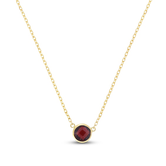 Natural Garnet Necklace 14K Yellow Gold