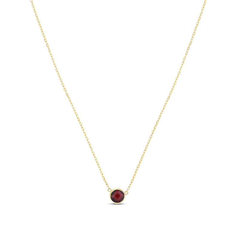 Natural Garnet Necklace 14K Yellow Gold