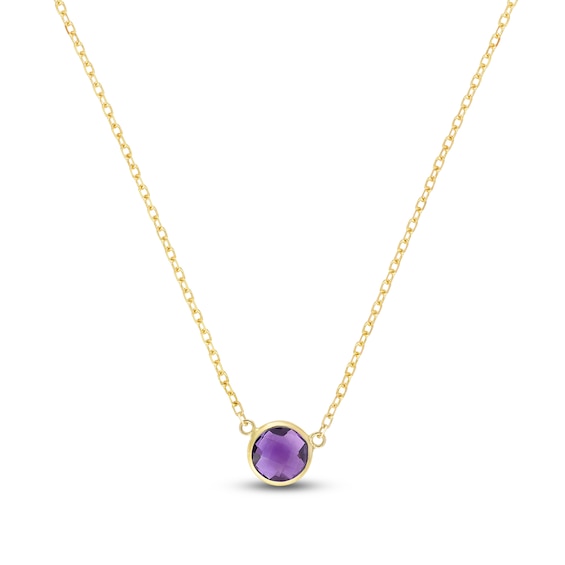 Natural Amethyst Necklace 14K Yellow Gold