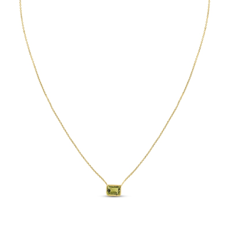 Natural Peridot Necklace 14K Yellow Gold