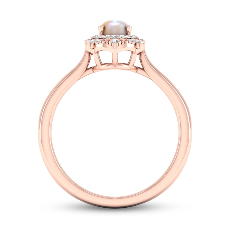 Natural Opal Ring 1/10 ct tw Diamonds 10K Rose Gold