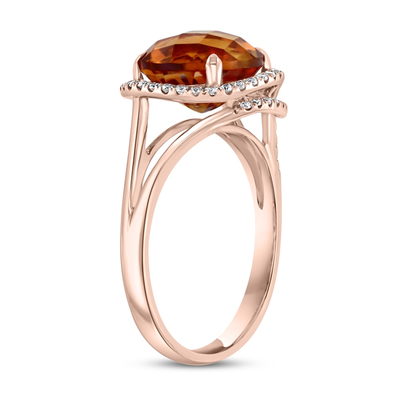 Main Image 3 of Effy Natural Citrine Ring 1/5 ct tw Diamonds 14K Rose Gold