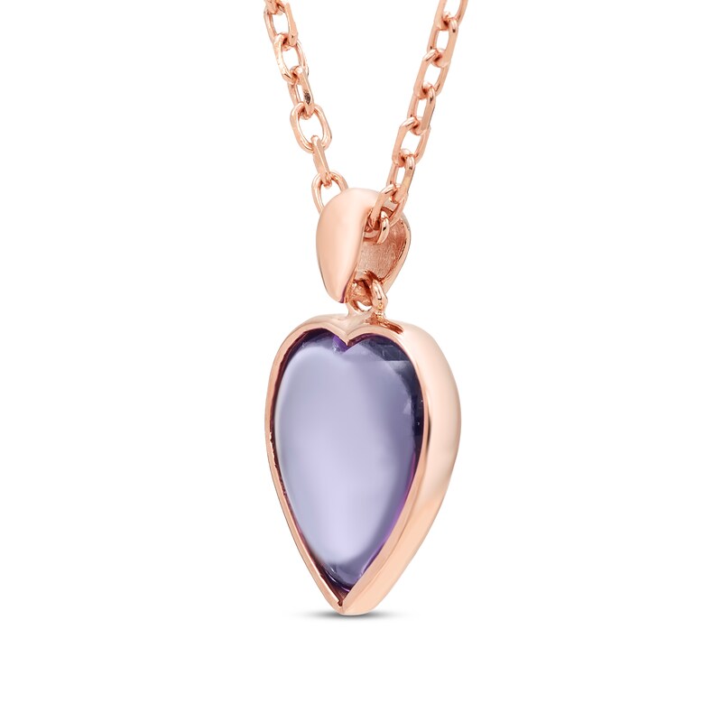 Main Image 2 of Natural Amethyst Heart Pendant Necklace 10K Rose Gold