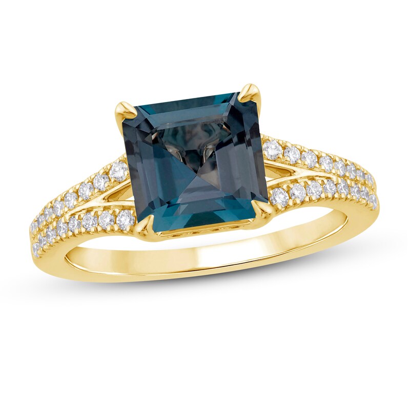 Main Image 1 of Natural Topaz Ring 3/8 ct tw Diamonds 10K Yellow Gold