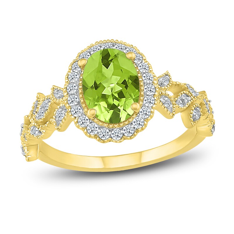 Natural Peridot Ring 1/4 ct tw Diamonds 10K Yellow Gold | Jared