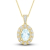 Thumbnail Image 0 of Lab-Created Sapphire & Natural Aquamarine Necklace 10K Yellow Gold