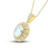 Thumbnail Image 1 of Lab-Created Sapphire & Natural Aquamarine Necklace 10K Yellow Gold