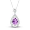 Thumbnail Image 1 of Natural Amethyst Necklace 1/8 ct tw Diamonds Sterling Silver