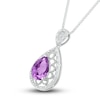 Thumbnail Image 2 of Natural Amethyst Necklace 1/8 ct tw Diamonds Sterling Silver