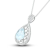 Thumbnail Image 2 of Natural Aquamarine Necklace 1/8 ct tw Diamonds Sterling Silver