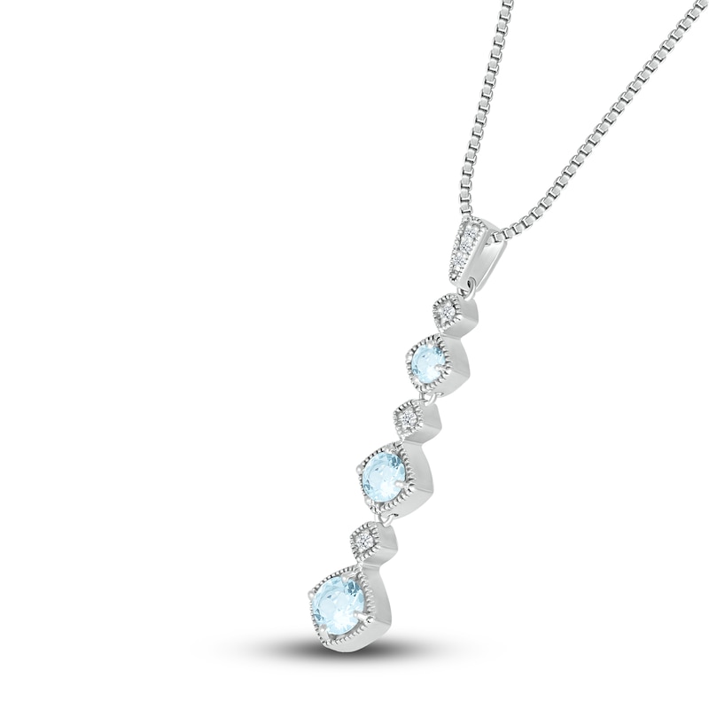 Main Image 2 of Natural Aquamarine Necklace Diamond Accents Sterling Silver
