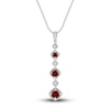 Thumbnail Image 1 of Natural Garnet Necklace Diamond Accents Sterling Silver