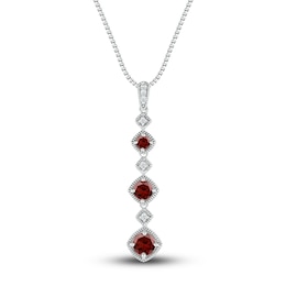 Natural Garnet Necklace Diamond Accents Sterling Silver
