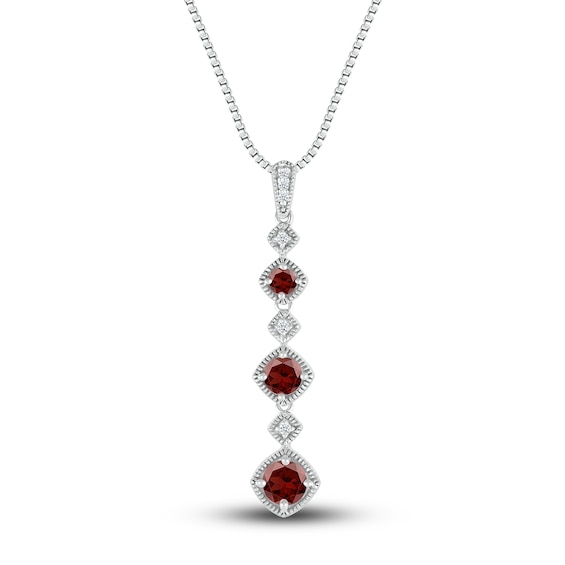 Natural Garnet Necklace Diamond Accents Sterling Silver