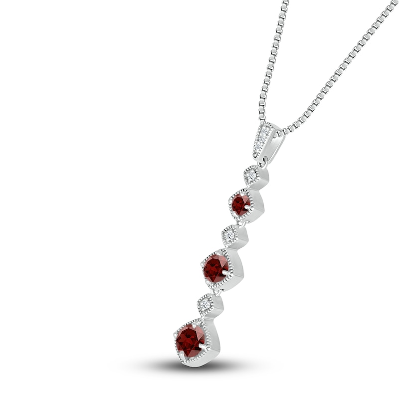Main Image 2 of Natural Garnet Necklace Diamond Accents Sterling Silver