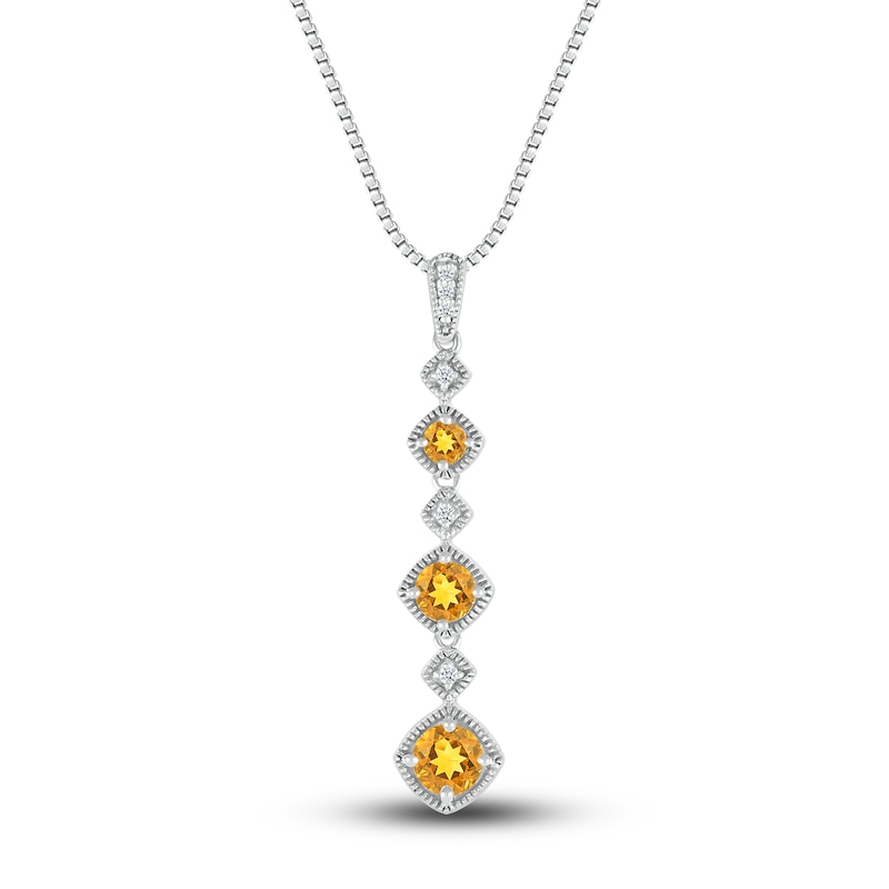 Main Image 1 of Natural Citrine Necklace Diamond Accents Sterling Silver