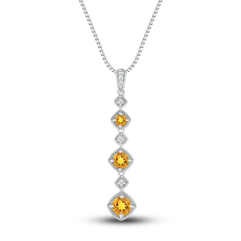 Natural Citrine Necklace Diamond Accents Sterling Silver