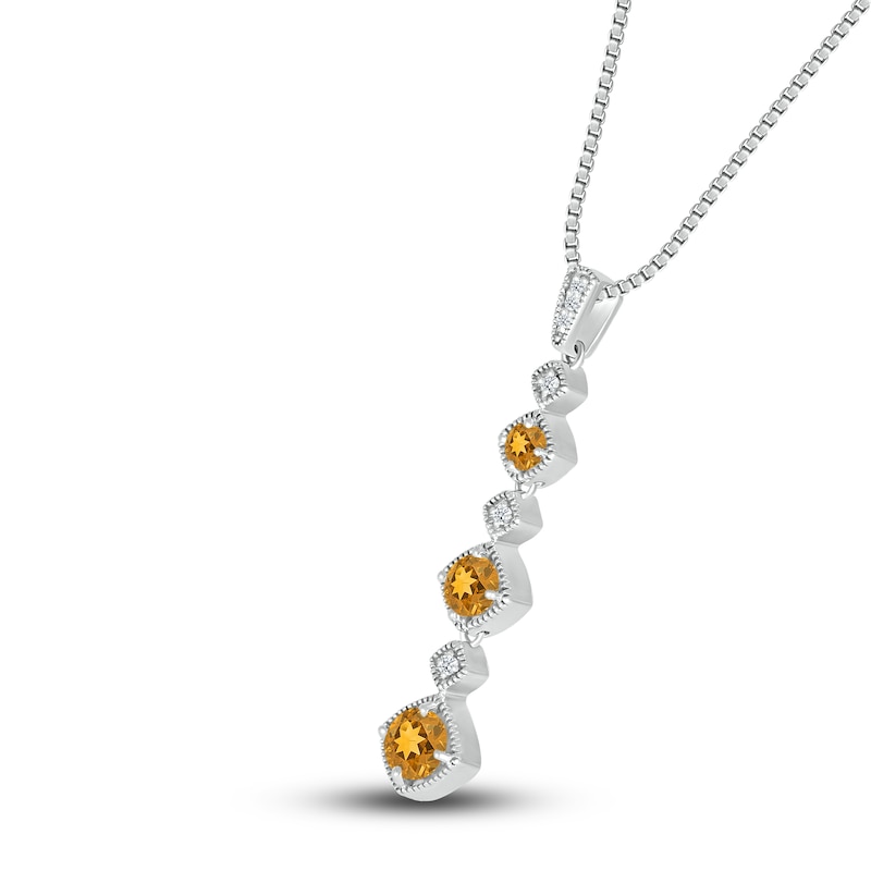 Main Image 2 of Natural Citrine Necklace Diamond Accents Sterling Silver