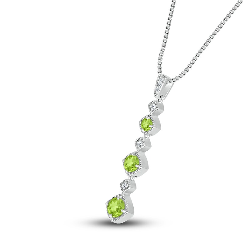 Main Image 2 of Natural Peridot Necklace Diamond Accents Sterling Silver