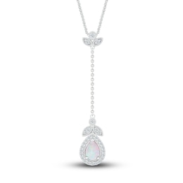 Lab-Created Sapphire & Lab-Created Opal Necklace Sterling Silver