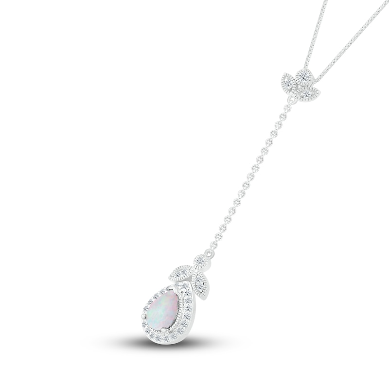 Main Image 2 of Lab-Created Sapphire & Lab-Created Opal Necklace Sterling Silver