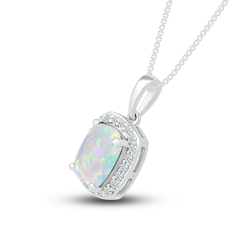 Main Image 2 of Lab-Created Sapphire & Natural Opal Necklace Sterling Silver