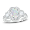 Thumbnail Image 1 of Lab-Created Sapphire & Natural Opal Ring Sterling Silver