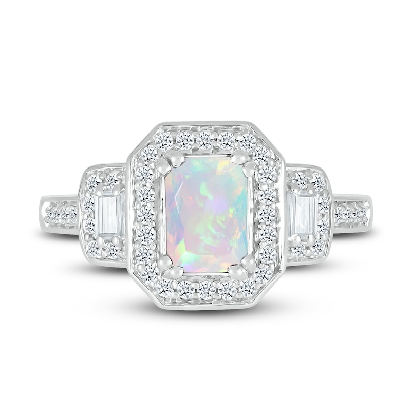Main Image 2 of Lab-Created Sapphire & Natural Opal Ring Sterling Silver