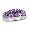 Thumbnail Image 1 of Natural Amethyst Ring 1/8 ct tw Black Diamonds 10K White Gold
