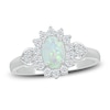 Thumbnail Image 1 of Lab-Created Sapphire & Natural Opal Ring Sterling Silver