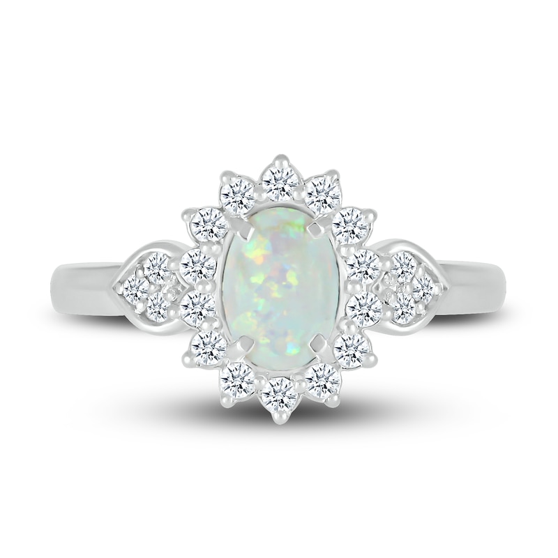 Main Image 2 of Lab-Created Sapphire & Natural Opal Ring Sterling Silver