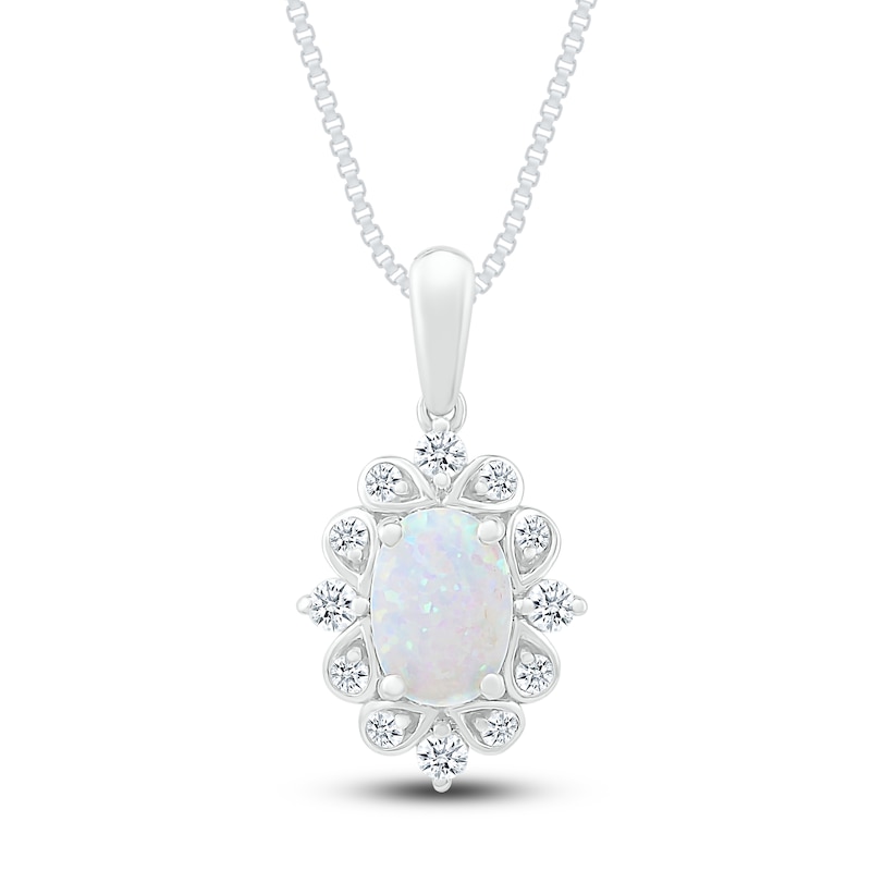 Lab-Created Sapphire & Lab-Created Opal Necklace Sterling Silver | Jared