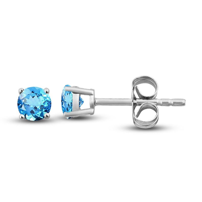 Main Image 2 of Natural Topaz Stud Earrings 14K White Gold