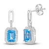 Thumbnail Image 1 of Natural Blue Topaz Dangle Earrings 1/4 ct tw Diamonds Sterling Silver