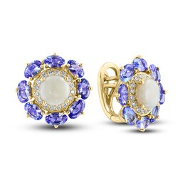 LALI Jewels Natural Opal & Natural Tanzanite Earrings 1/3 ct tw Diamonds 14K Yellow Gold