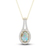 Thumbnail Image 0 of Lab-Created Opal & White Lab-Created Sapphire Necklace 10K Yellow Gold 18"