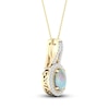 Thumbnail Image 1 of Lab-Created Opal & White Lab-Created Sapphire Necklace 10K Yellow Gold 18"