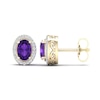 Thumbnail Image 2 of Natural Amethyst & Lab-Created White Sapphire Stud Earrings 10K Yellow Gold