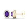 Thumbnail Image 2 of Natural Amethyst & White Lab-Created Sapphire Stud Earrings 10K Yellow Gold