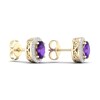 Thumbnail Image 3 of Natural Amethyst & White Lab-Created Sapphire Stud Earrings 10K Yellow Gold