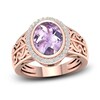Thumbnail Image 1 of Natural Pink Quartz Ring 1/6 ct tw Diamonds 14K Rose Gold